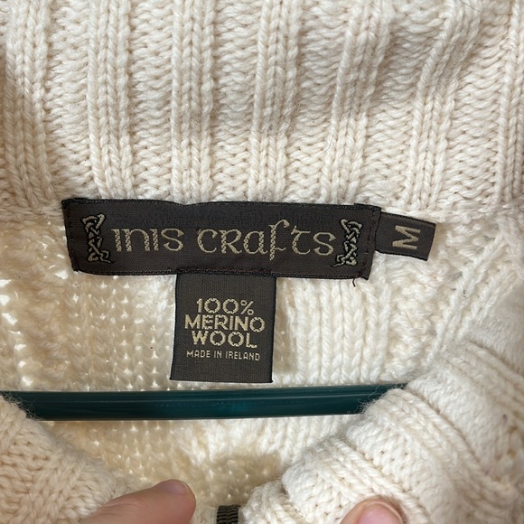 Knit Cream Irish Merino Wool Sweater - Picture 2 of 5